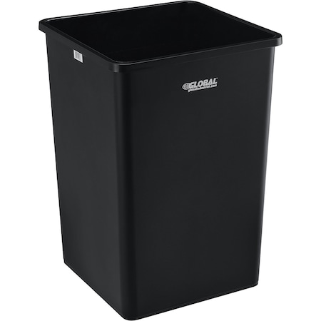 Global Industrial Square Plastic Garbage Can, Black, 35 Gallon 641439BK